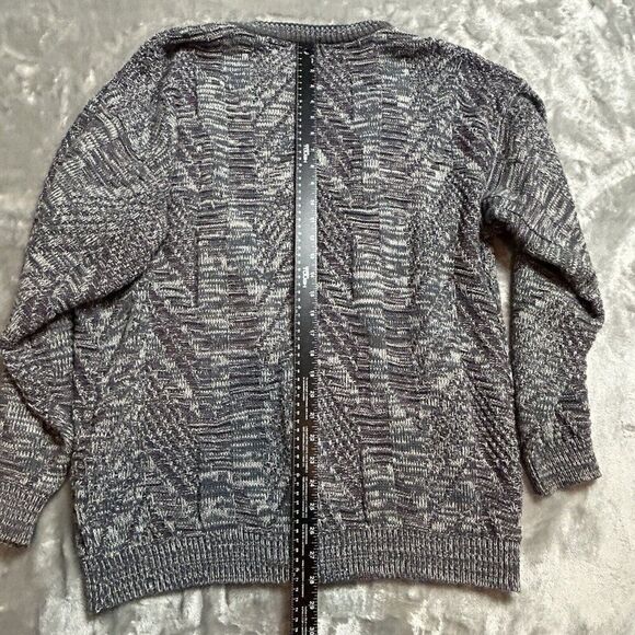 Vtg Grandpa Cardigan Sweater Mens Sz L Wool Acrylic Kurt Cobain Grunge 90s - Picture 4 of 7